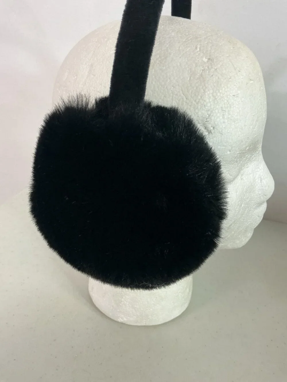 Large Black Puffy Earmuffs Womens One Size New